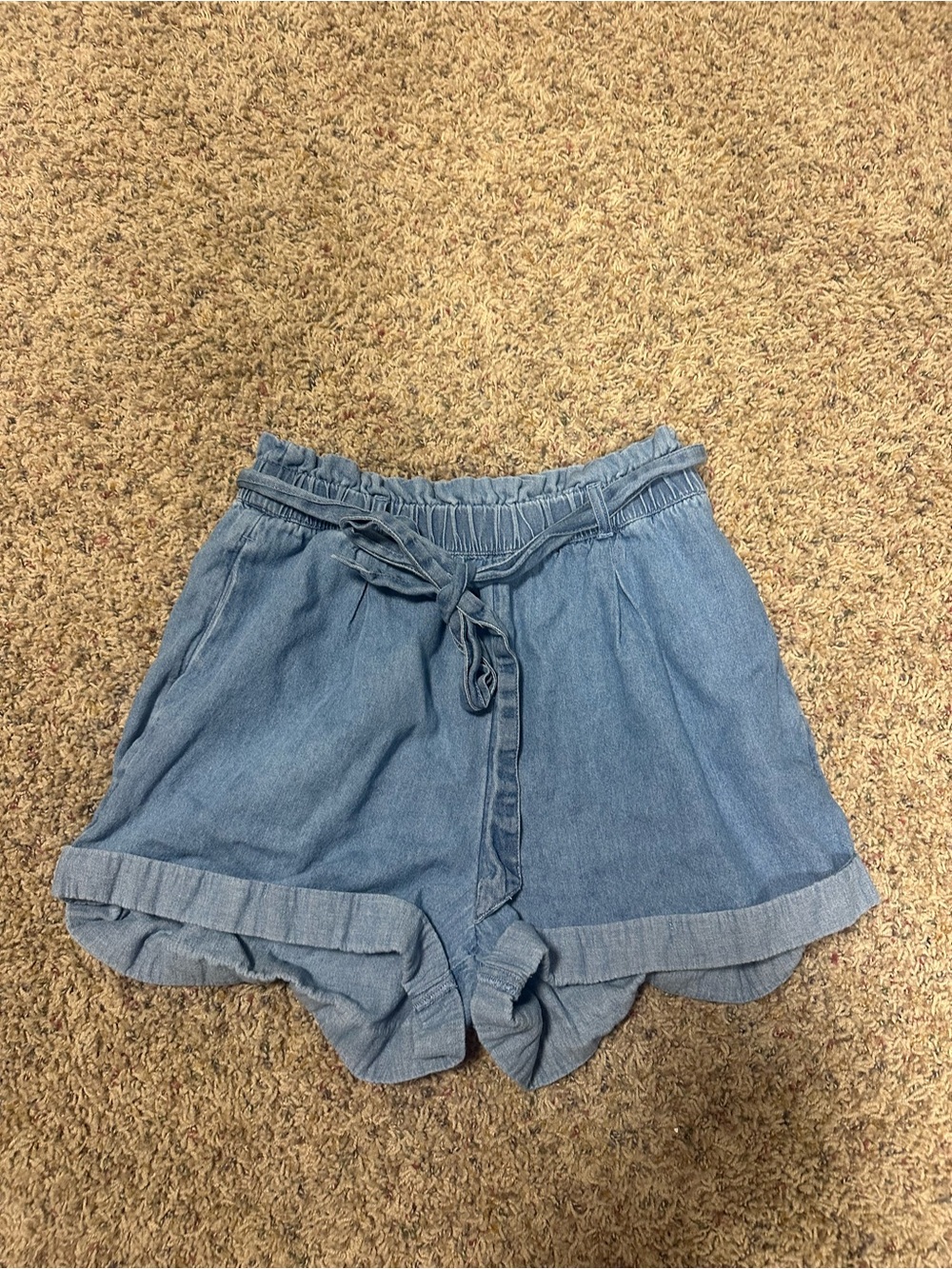 American Eagle Outfitters Light Blue Tie-Waist Cotton Shorts